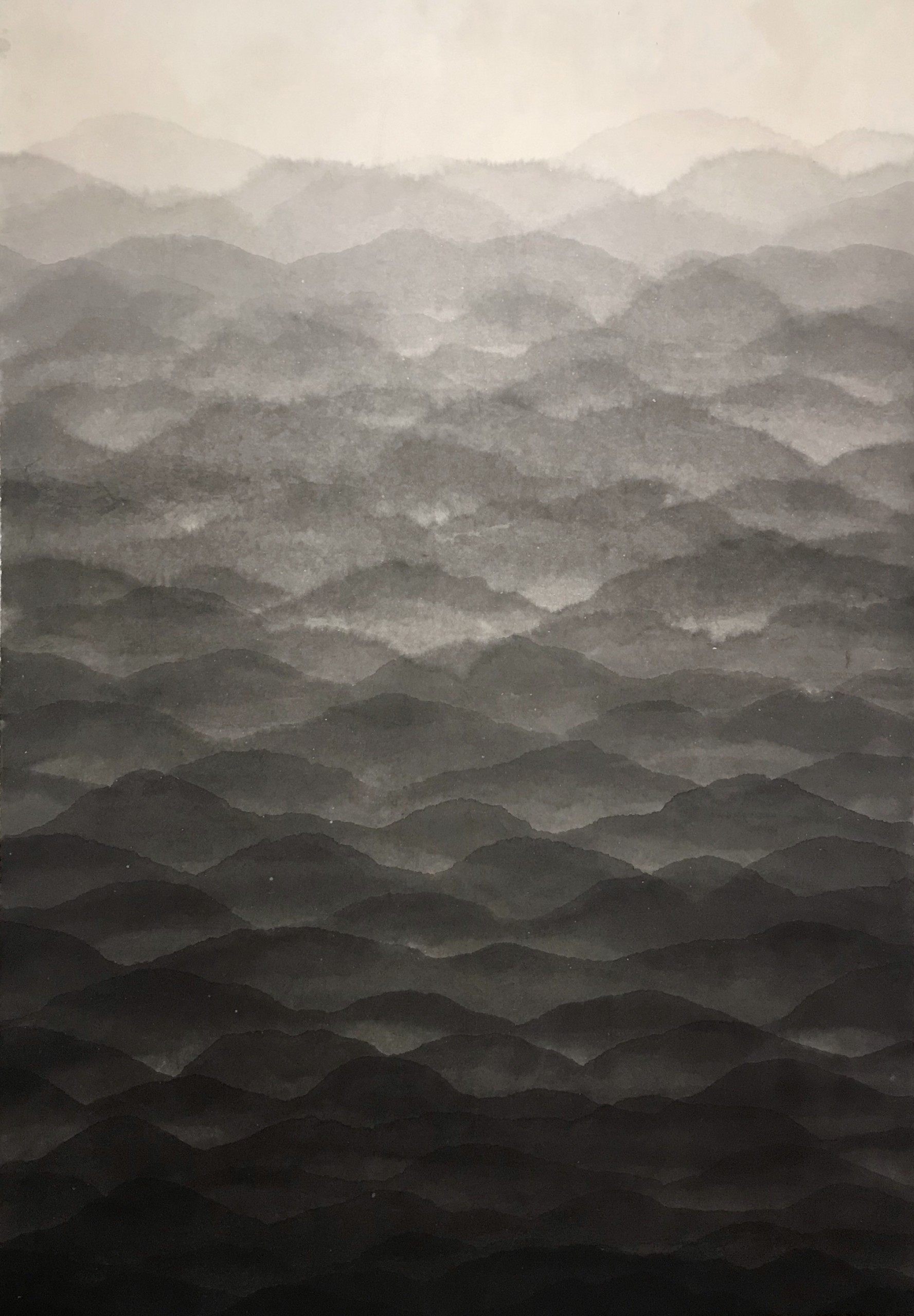 Mountains painted with ink.
