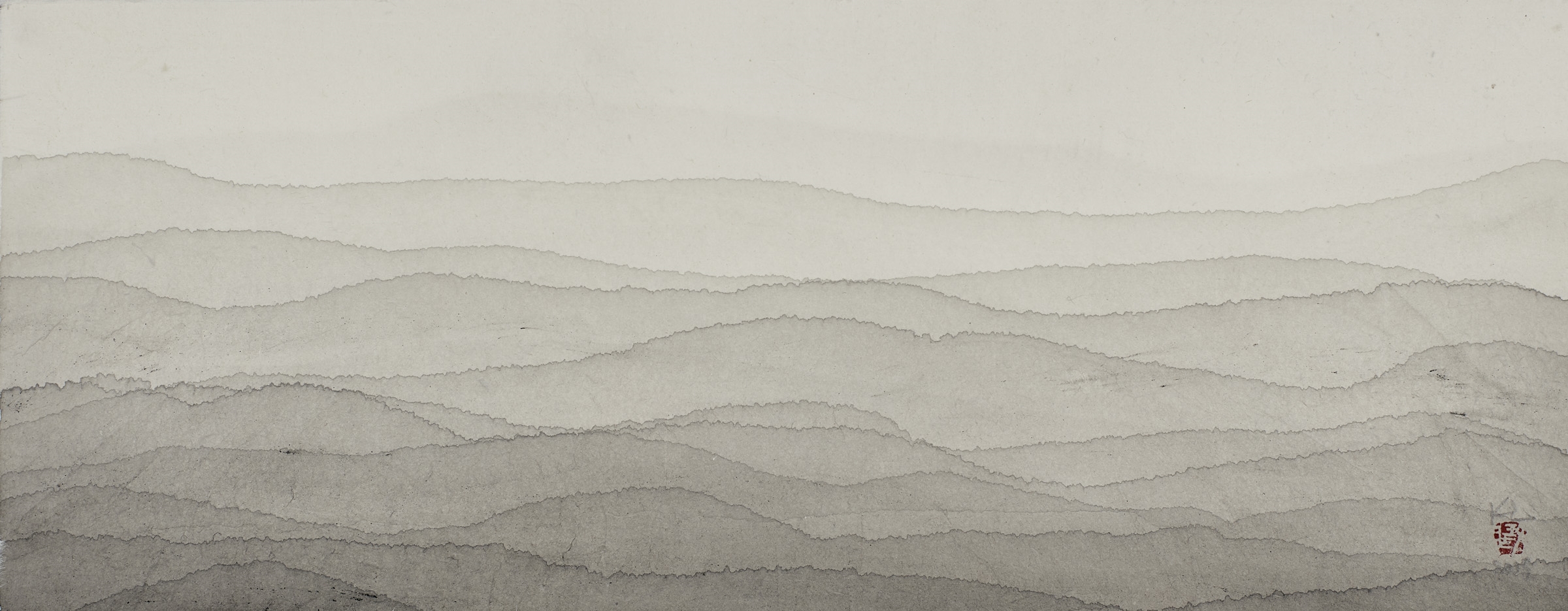 Mountains painted with ink.