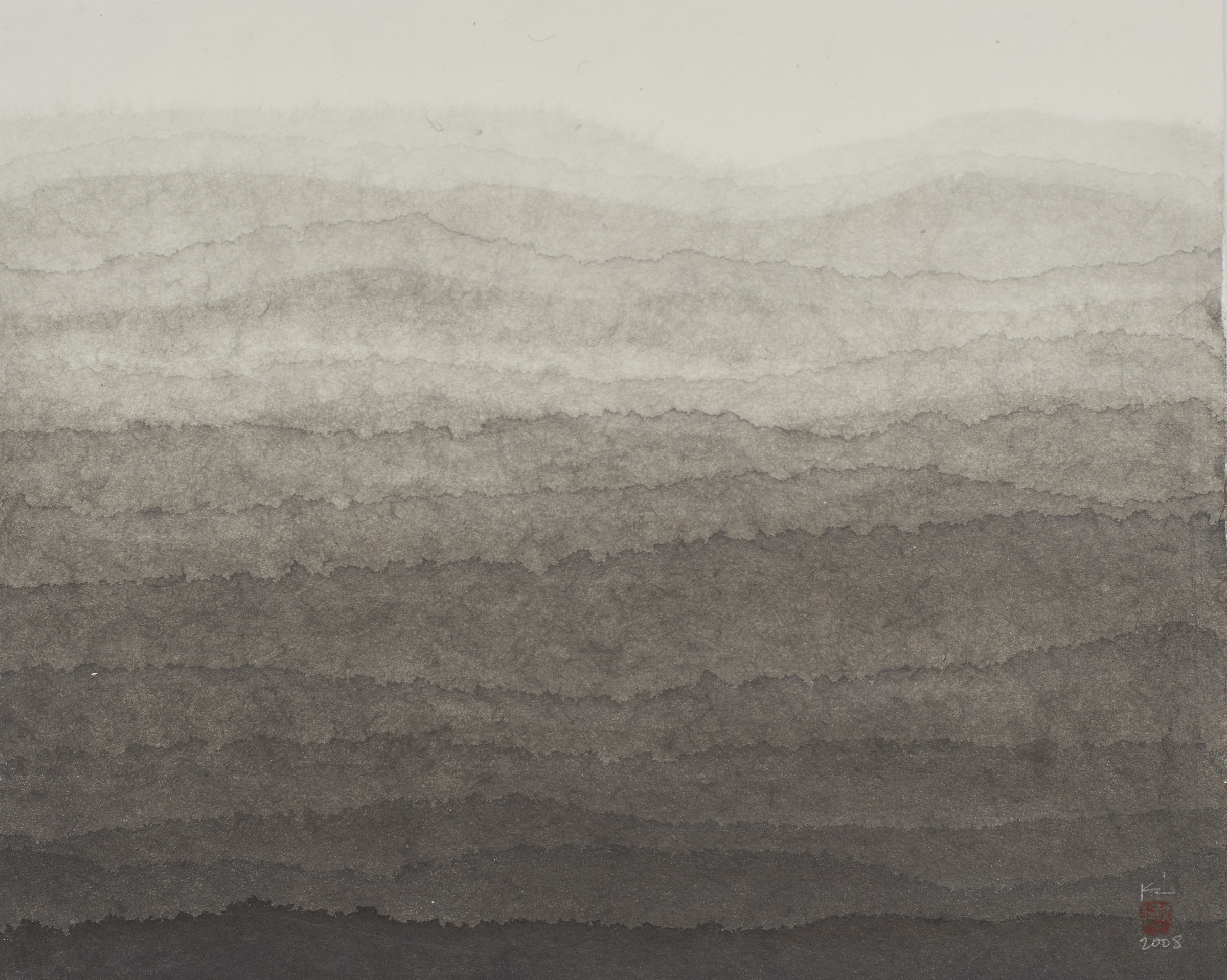Landscape with ink mountains.
