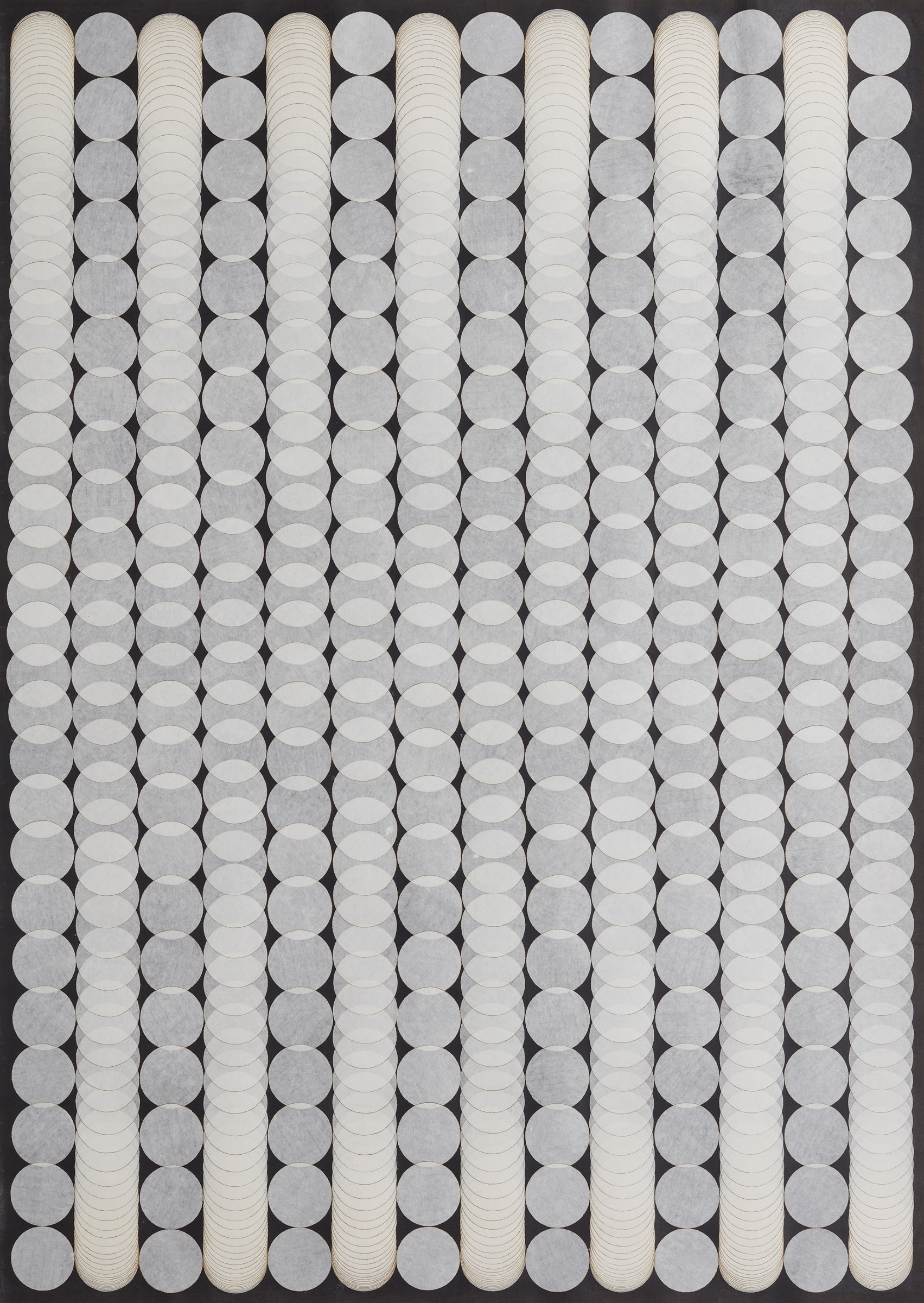White circles arranged in lines on a black background.